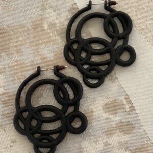 Black 2"x 2 1/2" artisan earrings